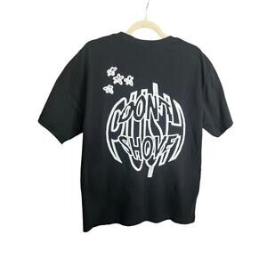 QTFL Mens Black T Shirt Y2K Street Grunge Dont Shove PUSH Quarterfinal Sz L